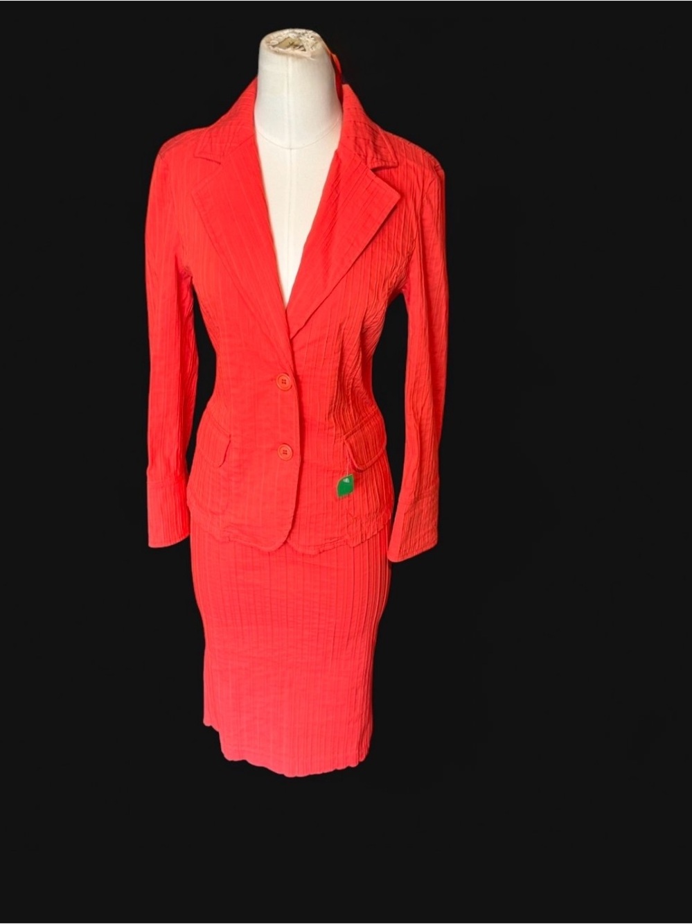 United Colors Of Benetton bright Coral Red Blazer and Skirt matching has stretch